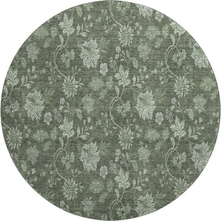 Piper Looms Mayfield Floral AMF680 Olive Machine Washable Area Rug Round Main Image