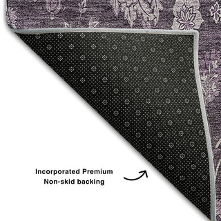 Piper Looms Mayfield Floral AMF680 Plum Machine Washable Area Rug Backing Image