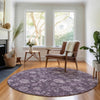 Piper Looms Mayfield Floral AMF680 Plum Machine Washable Area Rug Round Lifestyle Image Feature