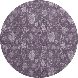Piper Looms Mayfield Floral AMF680 Plum Machine Washable Area Rug Round Main Image