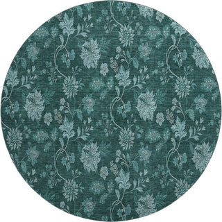 Piper Looms Mayfield Floral AMF680 Teal Machine Washable Area Rug Round Main Image