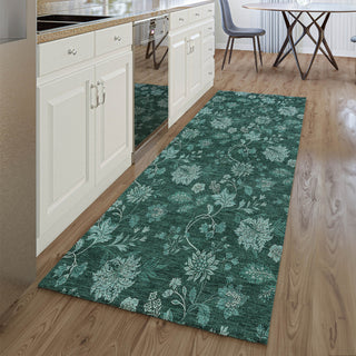 Piper Looms Mayfield Floral AMF680 Teal Machine Washable Area Rug Runner Lifestyle Image Feature