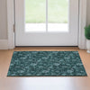 Piper Looms Mayfield Floral AMF680 Teal Machine Washable Area Rug Scatter Lifestyle Image Feature
