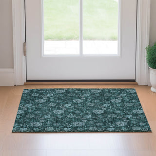 Piper Looms Mayfield Floral AMF680 Teal Machine Washable Area Rug Scatter Lifestyle Image Feature