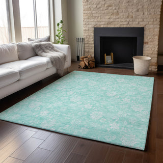 Piper Looms Mayfield Floral AMF681 Aqua Machine Washable Area Rug Lifestyle Image Feature