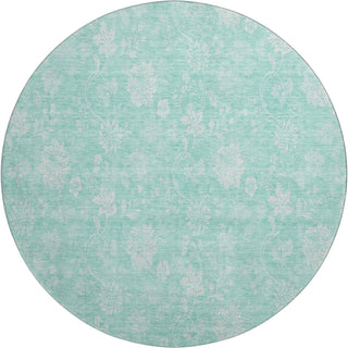 Piper Looms Mayfield Floral AMF681 Aqua Machine Washable Area Rug Round Main Image