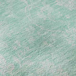 Piper Looms Mayfield Floral AMF681 Aqua Machine Washable Area Rug Swatch Image