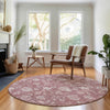 Piper Looms Mayfield Floral AMF681 Blush Machine Washable Area Rug Round Lifestyle Image Feature
