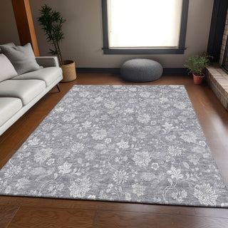 Piper Looms Mayfield Floral AMF681 Gray Machine Washable Area Rug Lifestyle Image Feature