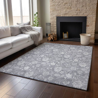 Piper Looms Mayfield Floral AMF681 Gray Machine Washable Area Rug Lifestyle Image Feature