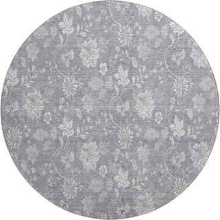 Piper Looms Mayfield Floral AMF681 Gray Machine Washable Area Rug Round Main Image