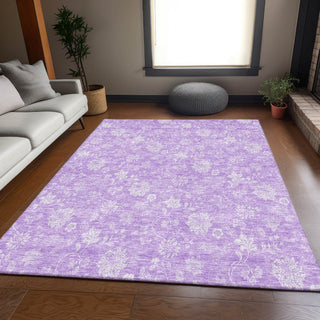 Piper Looms Mayfield Floral AMF681 Lilac Machine Washable Area Rug Lifestyle Image Feature