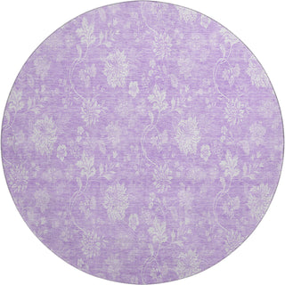 Piper Looms Mayfield Floral AMF681 Lilac Machine Washable Area Rug Round Main Image
