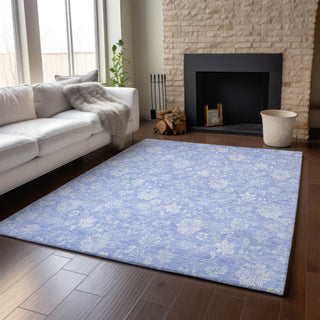 Piper Looms Mayfield Floral AMF681 Sky Machine Washable Area Rug Lifestyle Image Feature