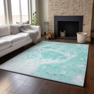 Piper Looms Mayfield Modern AMF682 Aqua Machine Washable Area Rug Lifestyle Image Feature