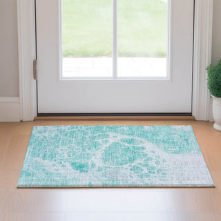 Piper Looms Mayfield Modern AMF682 Aqua Machine Washable Area Rug Scatter Lifestyle Image Feature