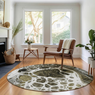 Piper Looms Mayfield Modern AMF682 Chocolate Machine Washable Area Rug Round Lifestyle Image Feature