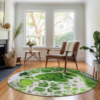 Piper Looms Mayfield Modern AMF682 Lime Machine Washable Area Rug Round Lifestyle Image Feature
