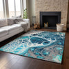 Piper Looms Mayfield Modern AMF682 Teal Machine Washable Area Rug Lifestyle Image Feature