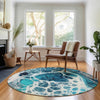 Piper Looms Mayfield Modern AMF682 Teal Machine Washable Area Rug Round Lifestyle Image Feature