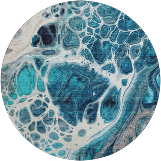 Piper Looms Mayfield Modern AMF682 Teal Machine Washable Area Rug Round Main Image