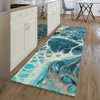 Piper Looms Mayfield Modern AMF682 Teal Machine Washable Area Rug Runner Lifestyle Image Feature