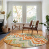 Piper Looms Mayfield Geometric AMF683 Beige Machine Washable Area Rug Round Lifestyle Image Feature