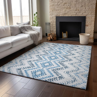 Piper Looms Mayfield Geometric AMF684 Blue Machine Washable Area Rug Lifestyle Image Feature