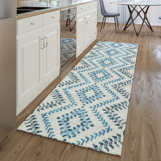 Piper Looms Mayfield Geometric AMF684 Blue Machine Washable Area Rug Runner Lifestyle Image Feature