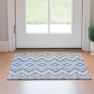 Piper Looms Mayfield Geometric AMF684 Blue Machine Washable Area Rug Scatter Lifestyle Image Feature