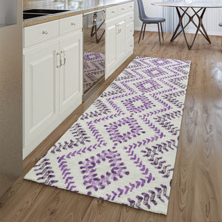 Piper Looms Mayfield Geometric AMF684 Purple Machine Washable Area Rug Runner Lifestyle Image Feature