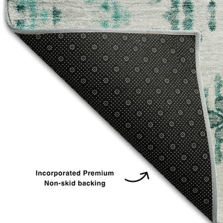 Piper Looms Mayfield Geometric AMF684 Teal Machine Washable Area Rug Backing Image