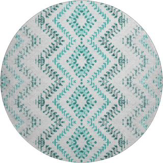 Piper Looms Mayfield Geometric AMF684 Teal Machine Washable Area Rug Round Main Image