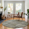 Piper Looms Mayfield Patchwork AMF685 Taupe Machine Washable Area Rug Round Lifestyle Image Feature