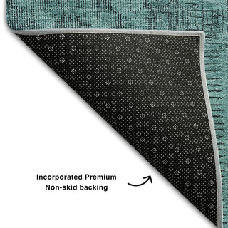 Piper Looms Mayfield Patchwork AMF685 Teal Machine Washable Area Rug Backing Image