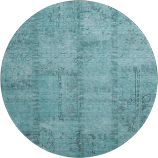 Piper Looms Mayfield Patchwork AMF685 Teal Machine Washable Area Rug Round Main Image