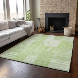Piper Looms Mayfield Striped AMF686 Aloe Machine Washable Area Rug Lifestyle Image Feature