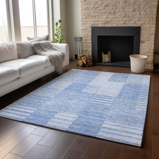 Piper Looms Mayfield Striped AMF686 Blue Machine Washable Area Rug Lifestyle Image Feature