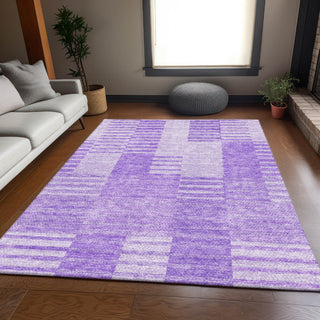 Piper Looms Mayfield Striped AMF686 Lavender Machine Washable Area Rug Lifestyle Image Feature