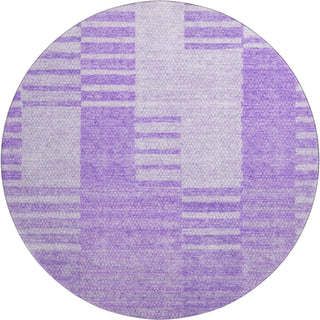 Piper Looms Mayfield Striped AMF686 Lavender Machine Washable Area Rug Round Main Image