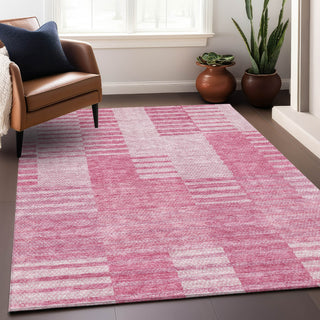 Piper Looms Mayfield Striped AMF686 Pink Machine Washable Area Rug Lifestyle Image Feature