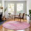 Piper Looms Mayfield Striped AMF686 Pink Machine Washable Area Rug Round Lifestyle Image Feature