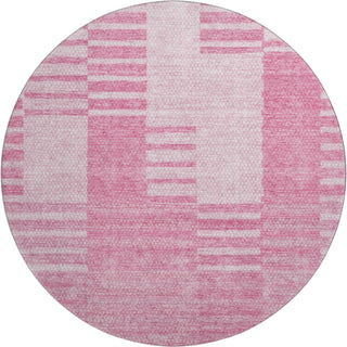 Piper Looms Mayfield Striped AMF686 Pink Machine Washable Area Rug Round Main Image