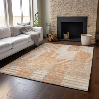 Piper Looms Mayfield Striped AMF686 Salmon Machine Washable Area Rug Lifestyle Image Feature