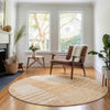 Piper Looms Mayfield Striped AMF686 Salmon Machine Washable Area Rug Round Lifestyle Image Feature