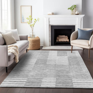 Piper Looms Mayfield Striped AMF686 Silver Machine Washable Area Rug Lifestyle Image Feature