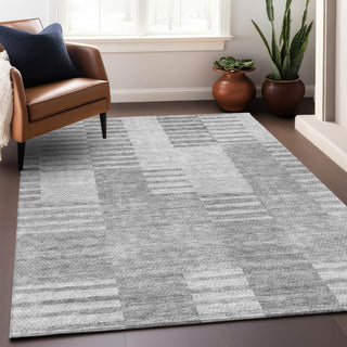 Piper Looms Mayfield Striped AMF686 Silver Machine Washable Area Rug Lifestyle Image Feature