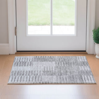Piper Looms Mayfield Striped AMF686 Silver Machine Washable Area Rug Scatter Lifestyle Image Feature