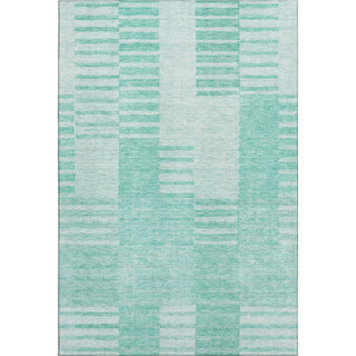 Piper Looms Mayfield Striped AMF686 Teal Machine Washable Area Rug main image