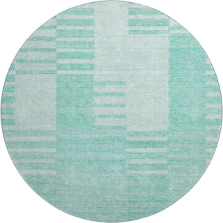 Piper Looms Mayfield Striped AMF686 Teal Machine Washable Area Rug Round Main Image